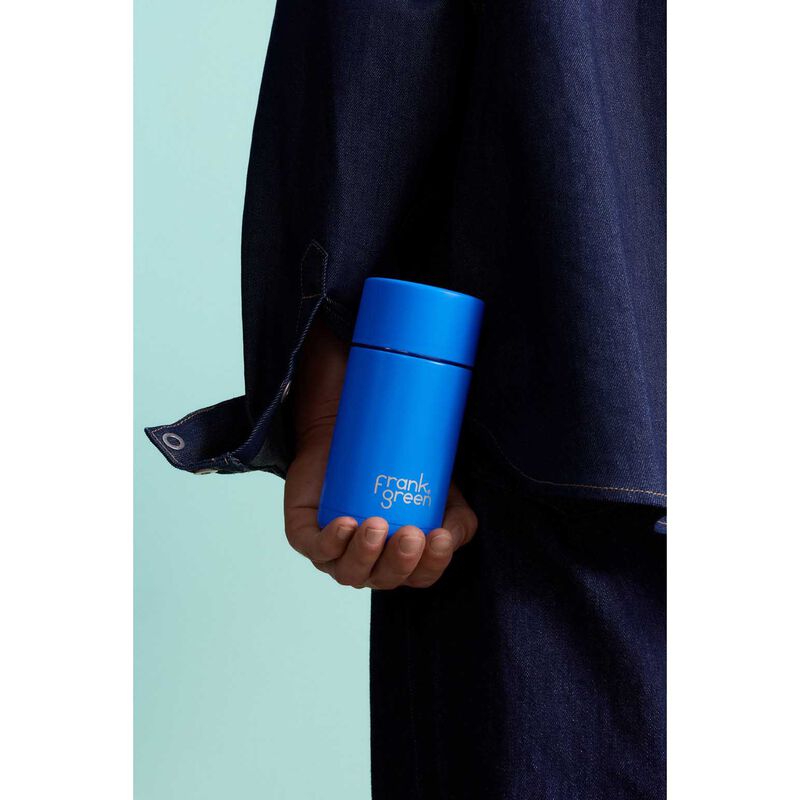 frank green 12oz Ceramic Cup With Push Button Lid Blue Lagoon image number 1